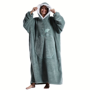 Extra Long Wearable Blanket Plain color Hoodie for Adults Soft Warm Oversized Sweatshirt Blanket with Pockets Birthday Gifts for Women Men