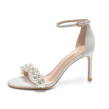 Summer New French Sandals Thin Heel Round Head Open Toe Fashion Korean Version Pearl White High Heels Kq8