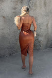 goosudu rosamariaryyti - Grasa Strapless Leather Midi Dress