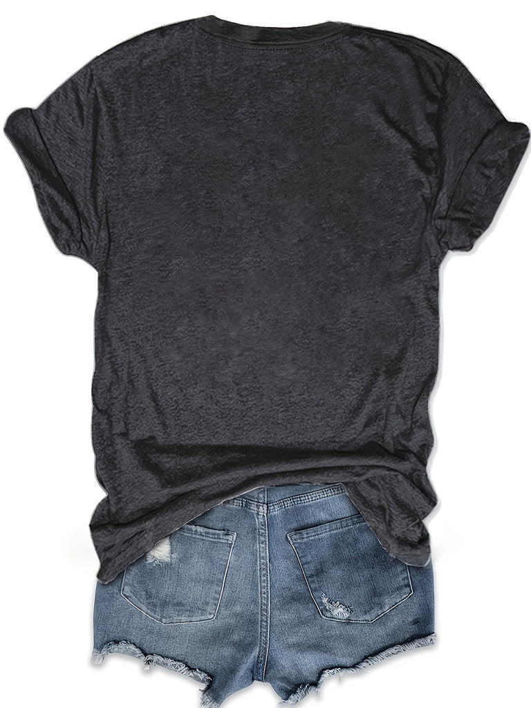 Vibrant You Decide Print Crew Neck Tee - Soft, Breathable, Short Sleeve T-Shirt for Spring & Summer, Women's Casual Clothing, Relaxed Fit, Easy Care