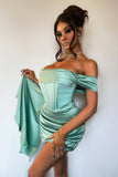 goosudu Corset Satin Mini Dress - Mint