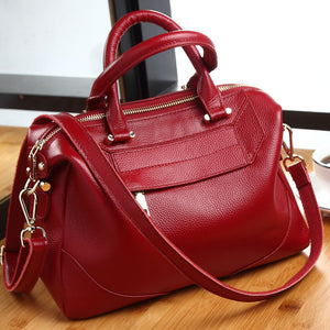2025 Spot popular new  retro luggage leather goods solid color shell bag genuine leather sewing line women's handbag