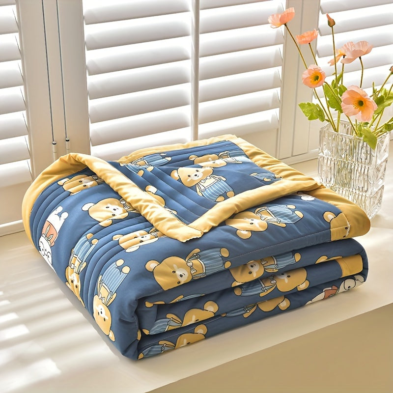 Ultra-Soft Summer Cooling Blanket - Cartoon Print, Breathable & Skin-Friendly, Perfect for Bedroom Decor
