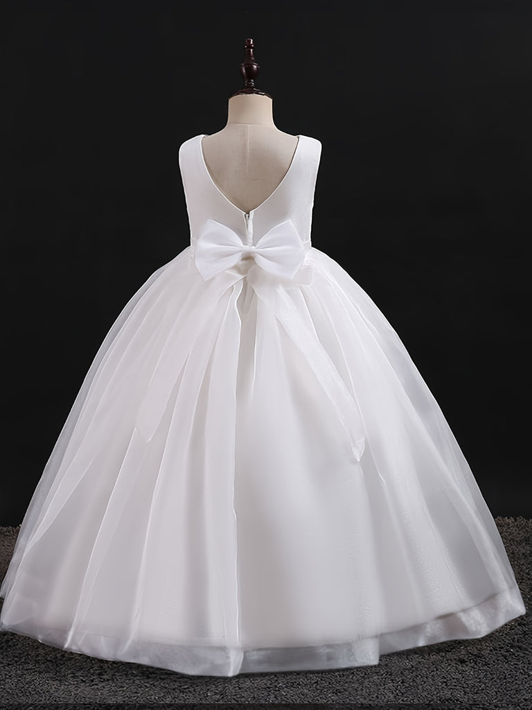 Glittering Princess Dress - Sparkling Beaded Waist Sleeveless Tulle Gown for Girls - Perfect Formal Wear, Weddings, Pageants & Piano Performances