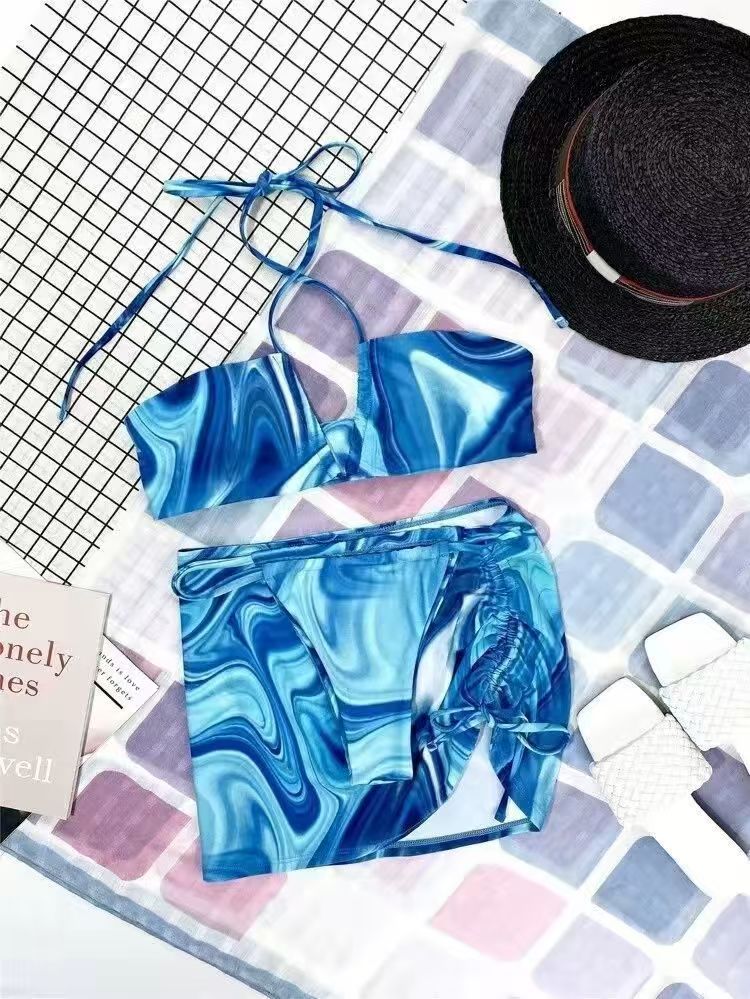 Dry Two Piece Set Women Sexy Halter Sequined Beachwear Cleavage Crop Top+Mini Skirt Suit Female платье Outfits