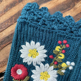 Winter Warmth Fingerless Tribal Embroidered Gloves - Soft Acrylic Knit, Fleece Lined, Elastic, and Hook Up Design for Going Out - Handcrafted with Love
