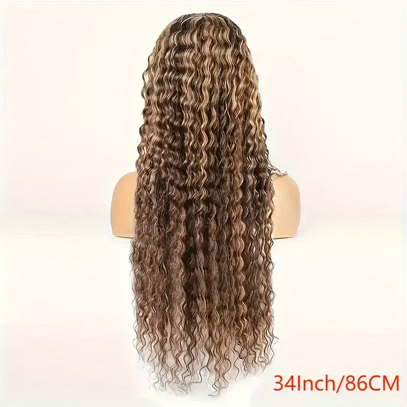 Deep Wave Closure Wigs Human Hair 4/27 Ombre Highlight Deep Wave Wig 5x5 Hd Lace Front Wigs Human Hair 200 Density Glueless Curly Wigs For Black Women With Baby Hair Pre Plucked 22 24 26 28 30 32 34inch