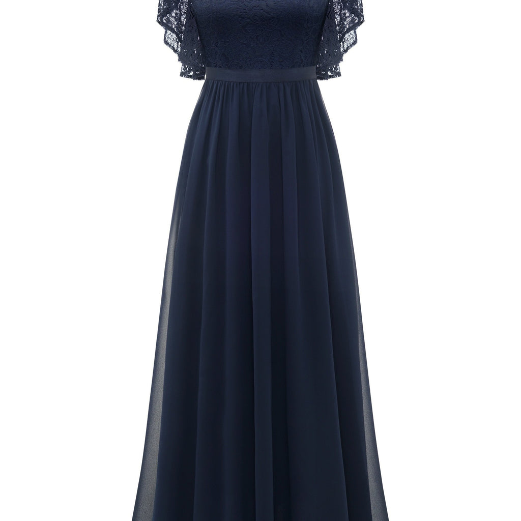 Enchanting Lace Bridesmaid Dress with Flouncy Ruffles - Elegant V-neck Aline Gown for Wedding Celebrations - Womens Formal Wear