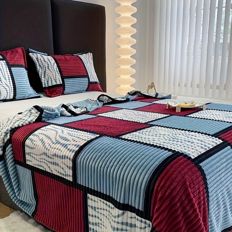 Soft & Cozy Striped Flannel Throw Blanket - Vintage Style, Machine Washable, All-Season Comfort for Couch, Bed, Office, and Travel