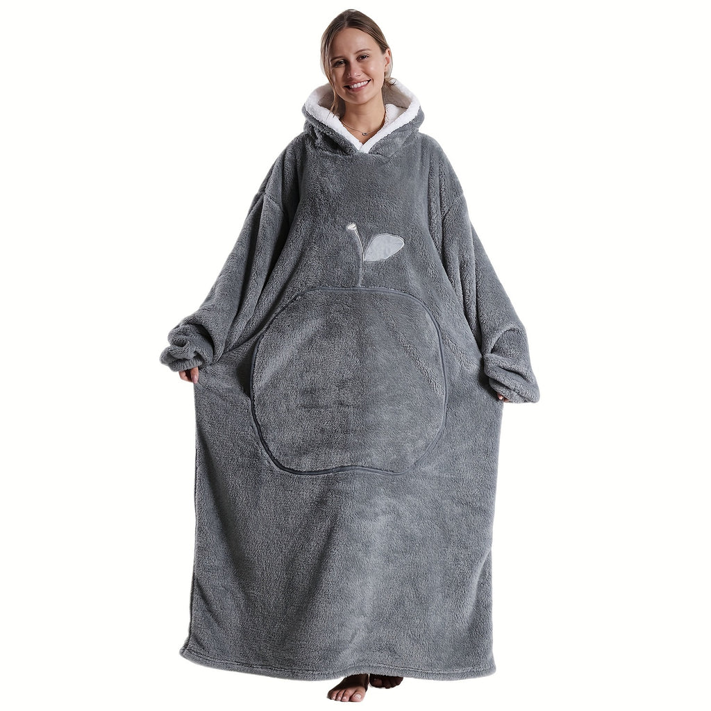 Contemporary Wearable Blanket Hoodie - Ultra Soft Plush Sherpa Fleece Throw with Sleeves and Large Pocket - Machine Washable, Fruit Theme, Special Function Cozy Sweatshirt for Adults - Polyester Filling and Cover