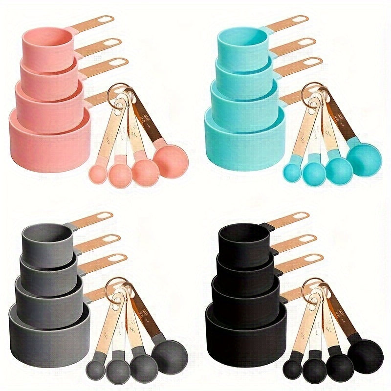 8pcs/set, Measuring Cups And Measuring Spoons Set, Multifunctional Plastic Measuring Spoon With Stainless Steel Handle, Measuring Cup, Graduated Measuring Spoon Set, Baking Tool For Cooking And Baking, Kitchen Gadgets, Cheap Items