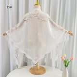 Stylish Triangle Shawl Scarf - Breathable, Lightweight, Monochrome Flower Lace Design, Tassel Trim, Elegant Sunscreen Head Wrap for Women - Perfect Accessory for Outdoor Activities