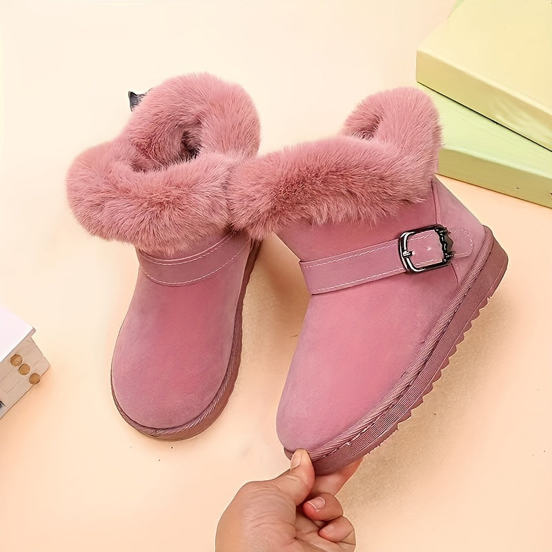Comfortable Slip On Snow Boots For Girls, Soft And Warm Plus Fleece Boots For Indoor Outdoor Walking, Autumn And Winter