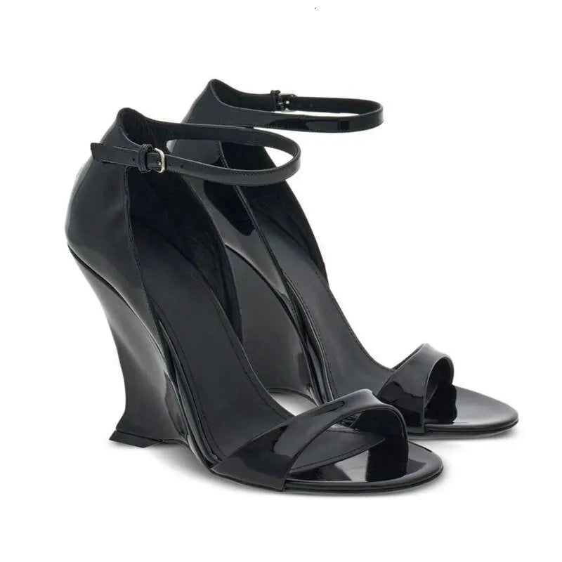 Fashion Wedge Peep-Toe Runway Roman High Heels Sky-High Solid Sandals Kq8