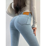 goosudu Jenna Denim Pencil Shape Slim High Waist Jeans Pants