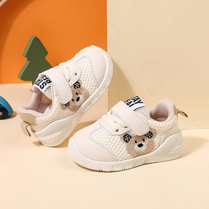 Cute Embroidered Low Top Baby Boy Shoes - Breathable, Lightweight, Hook and Loop Fastener, Cartoon Patterned - Perfect for Casual Daily Wear in All Seasons