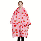 Wearable Blanket Hoodie for Adults Sherpa All Patterns Oversized Sweatshirt Blanket with Pockets Cute Birthday Gifts for Women Men