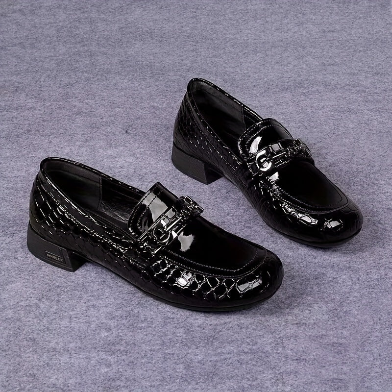 Fashionable Solid Color Slip-On Loafers - Stylish Trendy Platform Shoes with Ultra-Comfortable Breathable Fit and Durable Chunky Heel - Versatile Preppy Style for Everyday Wear