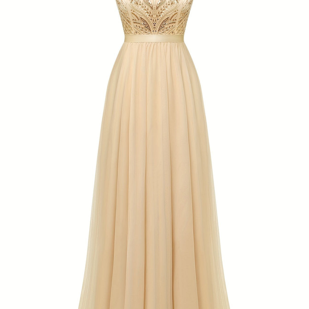 Timeless Lace V Neck Bridesmaid Dress - Chic Cap Sleeve A-line Design - Luxurious for Parties & Banquets - Womens Special Occasion Wear