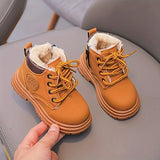 Trendy Cool Solid Color Plus Fleece Boots For Baby Boys Girls, Non-slip Warm Boots For Autumn And Winter