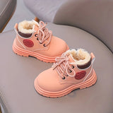 Trendy Cool Solid Color Plus Fleece Boots For Baby Boys Girls, Non-slip Warm Boots For Autumn And Winter