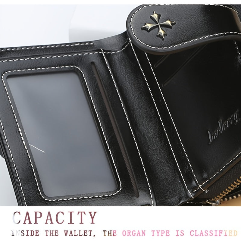 Retro Zipper Around Short Wallet, Multi Card Slots Coin Purse, Women's Buckle Credit Card Holder