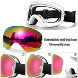 Winter Sports Goggles with Night Vision & Protection - Anti-Fog, Interchangeable Lens for Skiing, Snowboarding & Outdoor Adventures - Perfect Christmas & New Year's Gift, for Winter