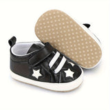 Spring and Autumn Style 0-18 Months Baby Boys and Girls Learning Shoes PU Soft Bottom Anti-slip Hook-and-loop Fastener Star Sports Shoes