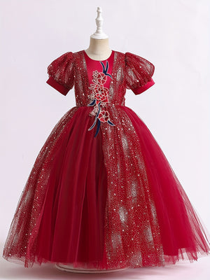 Girls Tutu Dress - Dazzling Sequin Embroidery, Puffy Short Sleeves, Classic Princess Style - Perfect for Summer, Thoughtful Gift for Birthdays, Holidays, or Christmas