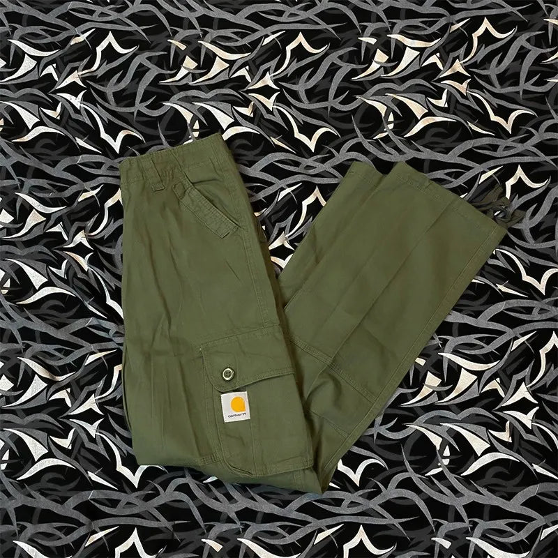 Mens Designer Cargo Carhartt Pants Hip Multi Punk Rock Wide Leg Oversized Streetwear Pants Cotton Casual Loose Hip Hop Carharttlys Jeans a32