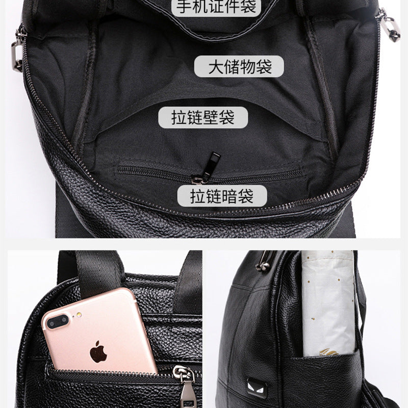 2025 Korean version backpack college style girl, large capacity anti-theft cowhide backpack women's bag wish source, agent to join