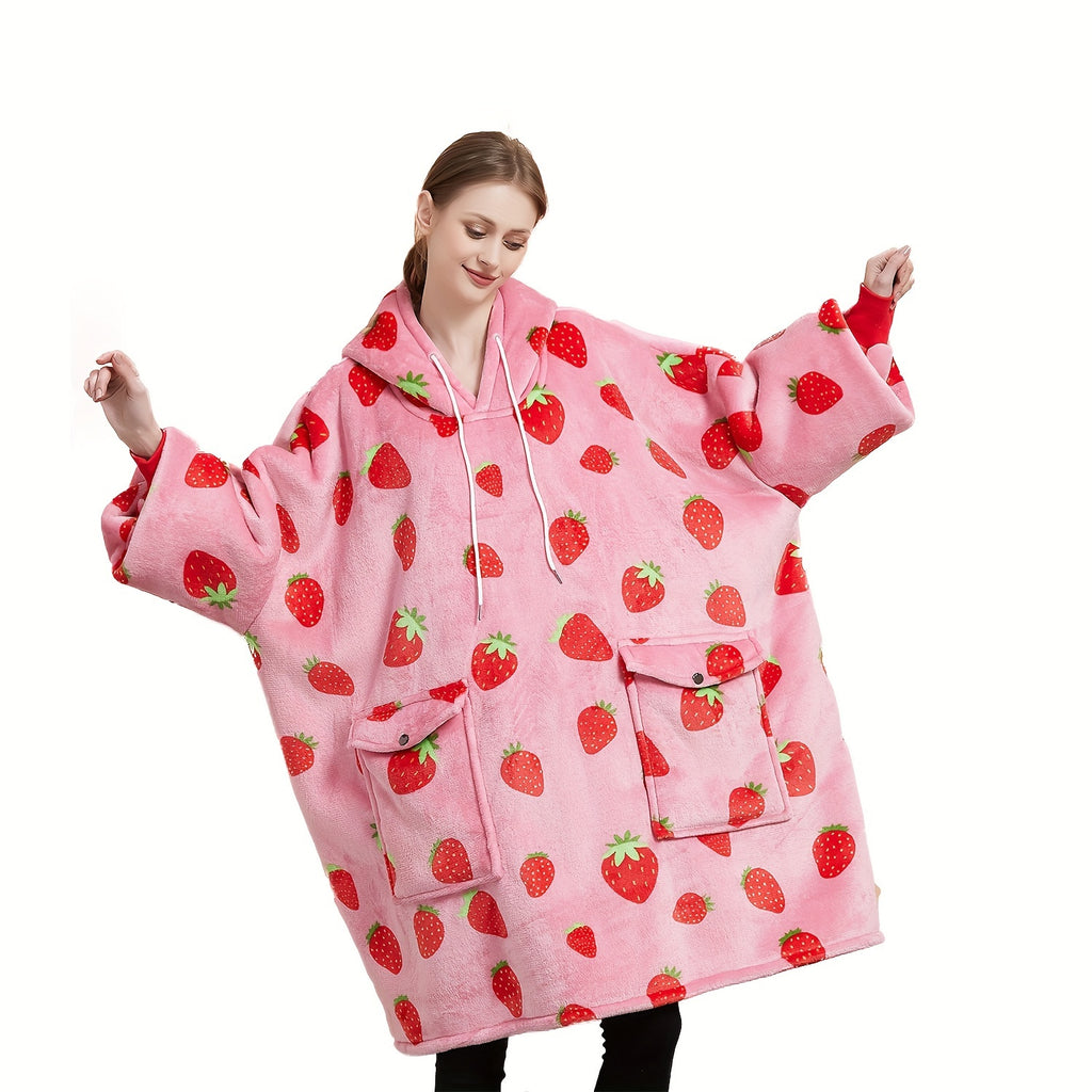 Wearable Blanket Hoodie for Adults Sherpa All Patterns Oversized Sweatshirt Blanket with Pockets Cute Birthday Gifts for Women Men