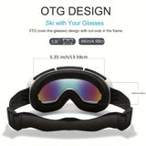 Winter Sports Goggles with Night Vision & Protection - Anti-Fog, Interchangeable Lens for Skiing, Snowboarding & Outdoor Adventures - Perfect Christmas & New Year's Gift, for Winter