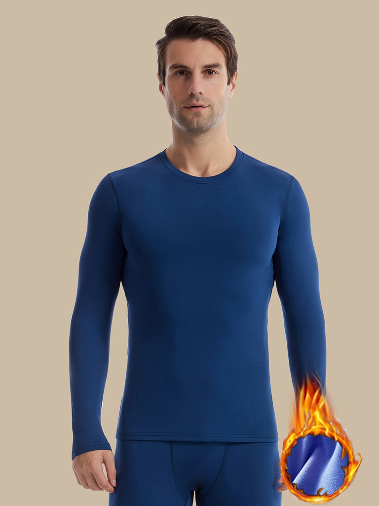 Thermal Performance Shirt - Ultra-Breathable, Moisture-Wicking, Medium Stretch Crew Neck Base Layer for Sports and Casual Wear - Fall/Winter Suitable, Long Sleeve, Polyester 95%, Elastane 5% Solid Color Compression Top