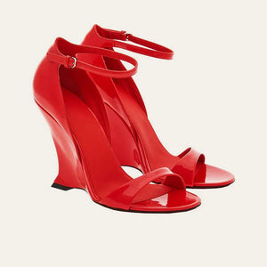 Fashion Wedge Peep-Toe Runway Roman High Heels Sky-High Solid Sandals Kq8