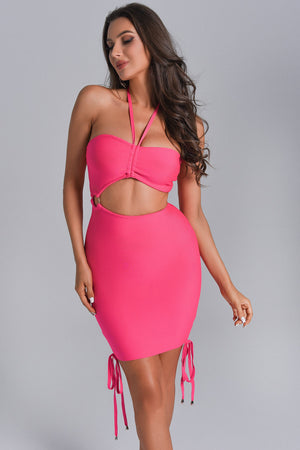 goosudu Antinea Hot Pink Cutout Mini Dress