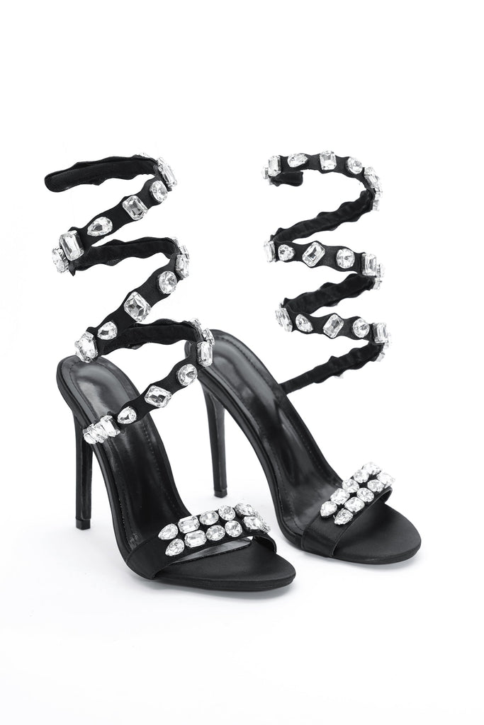 goosudu Eka Diamond Ankle Strap Stiletto Sandals