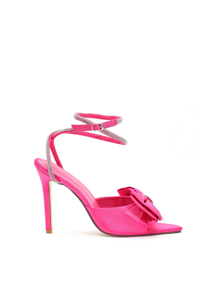 goosudu Glylah Bow Diamante Strappy Stiletto Sandals