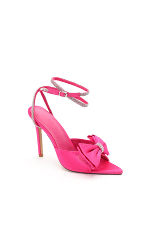 goosudu Glylah Bow Diamante Strappy Stiletto Sandals