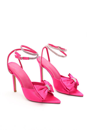goosudu Glylah Bow Diamante Strappy Stiletto Sandals