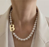 Statement Letter B Pearl Choker Necklace For Women Punk New Trends Jewelry Personality Statement Collares Wholesale