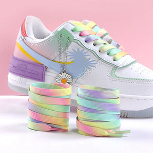 goosudu   Flat Shoelaces Rainbow Colour Shoe Laces Casual Canvas Shoes Colorful Shoelace Print Gradient Suitable for All Unisex 1 Pair