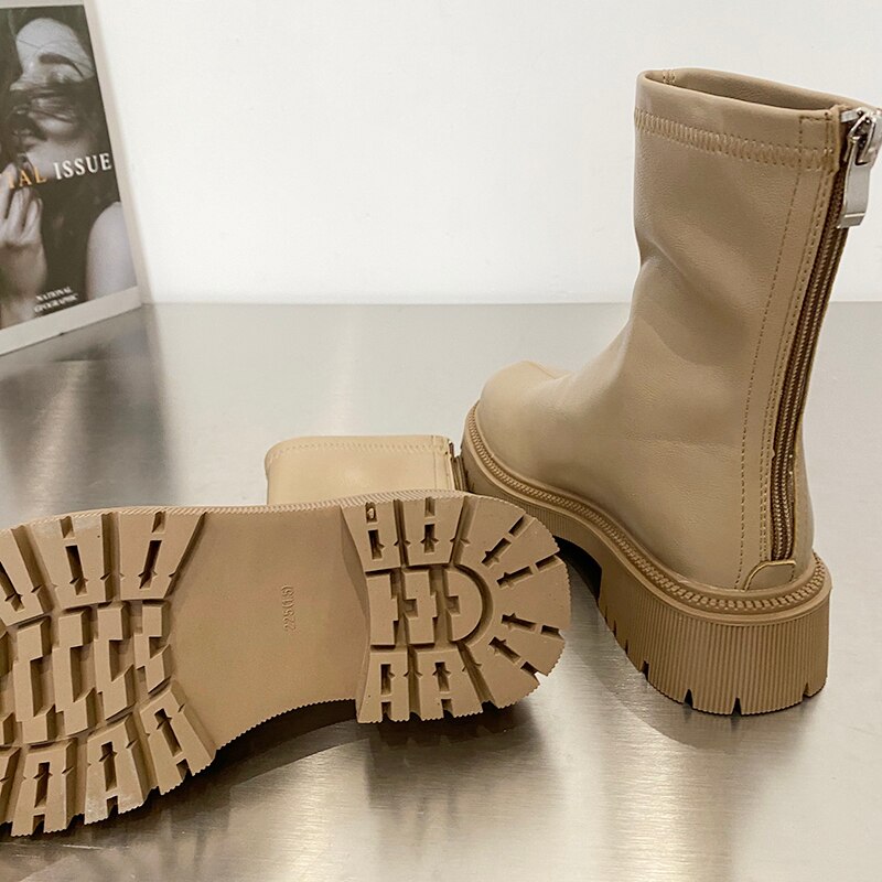 woloong Ankle Chelsea Boots New Winter Mid Heels Platform Women Botas Snow Warm Designer Motorcycle Boots Gladiator Oxford Zapatos