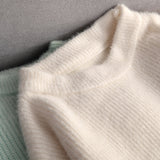 Hirsionsan Soft Warm Knitted Cashmere Sweaters Women  New Winter Loose Solid Female Pullovers Basic Knitwear Jumper  12color