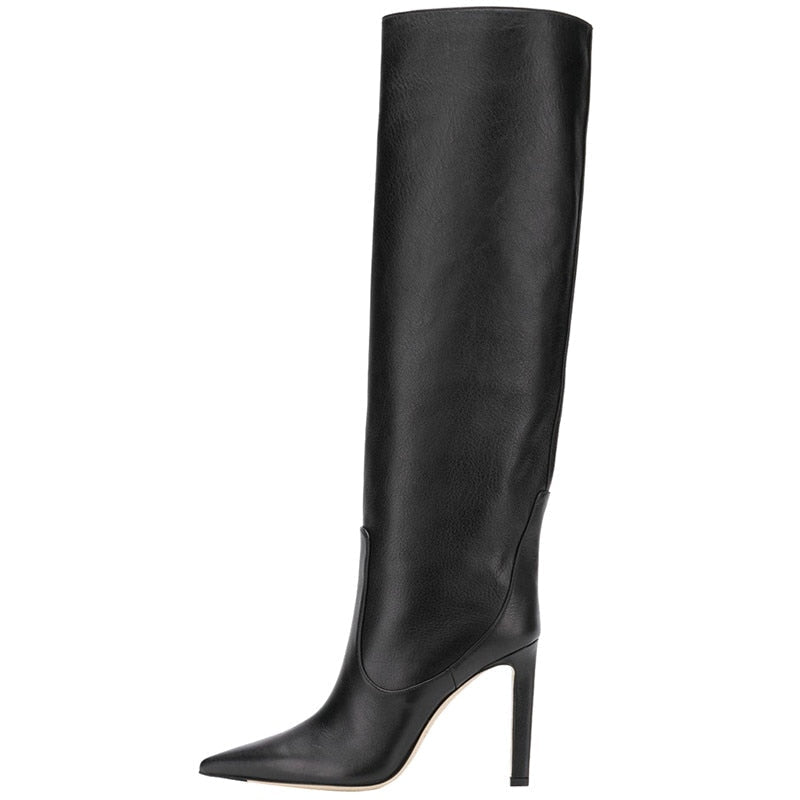woloong Big size 34-45 New brand women boots pointed toe stiletto high heels boots sexy knee high boots women nightclub shoes
