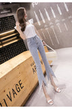 woloong spring new Flare Set auger Jeans Woman Denim Trousers Vintage Women Clothes Fall High Waist Pants Stretchy Jeans