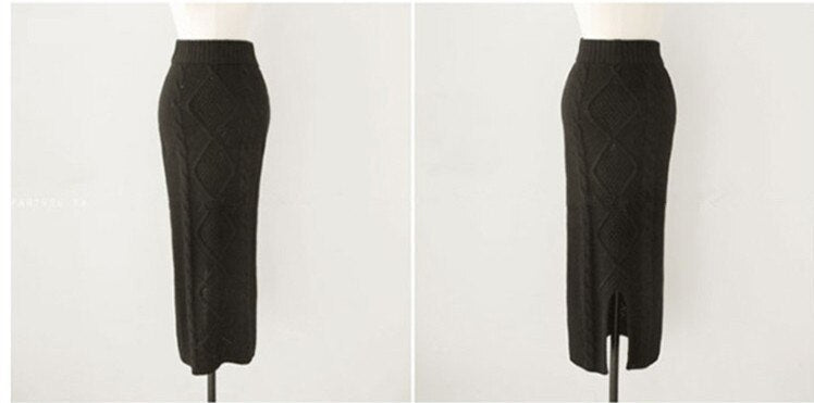 goosudu High Quality Autumn Winter Women Knitted 2 Piece Set  Batwing Sleeve Loose Tops+Slim Bodycon Skirt Female Sweater Suits