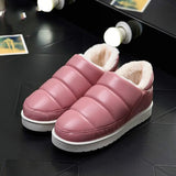 woloong New arrival waterproof women PU leather snow boots warm short plush ankle boot female winter shoes woman large big size 41 45