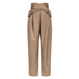 woloong Casual Irregular Trousers For Women High Waist Lace Up Button Straight Slim Pants Female Autumn Fashion New