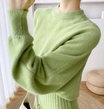 New Fall/Winter Bat Sleeve O-Neck Soft Sweater  + Women's Knitted Vest Long Dress Two-Piece Dress Sets Femme